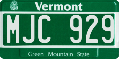 VT license plate MJC929