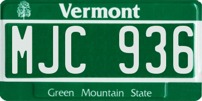 VT license plate MJC936