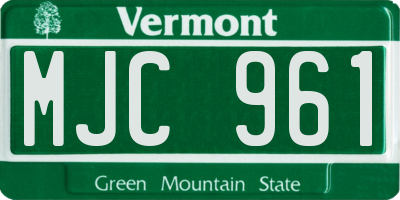 VT license plate MJC961