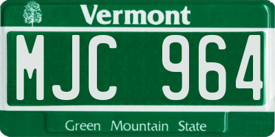 VT license plate MJC964