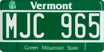 VT license plate MJC965
