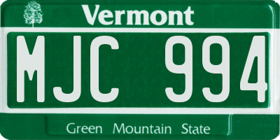 VT license plate MJC994