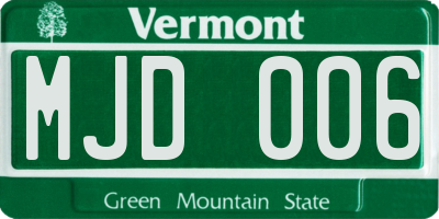 VT license plate MJD006