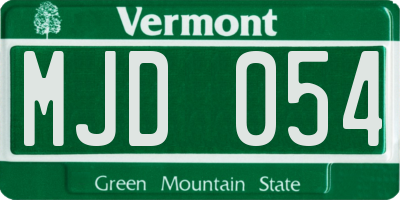 VT license plate MJD054
