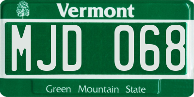 VT license plate MJD068