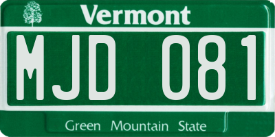 VT license plate MJD081