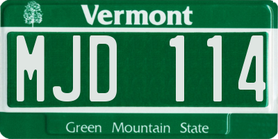 VT license plate MJD114
