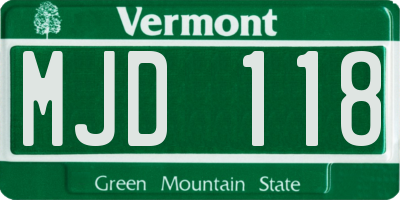 VT license plate MJD118