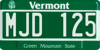 VT license plate MJD125