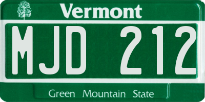 VT license plate MJD212