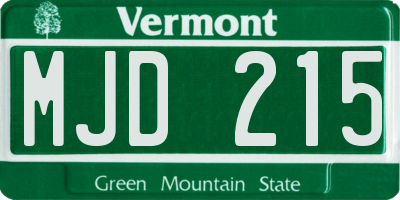 VT license plate MJD215