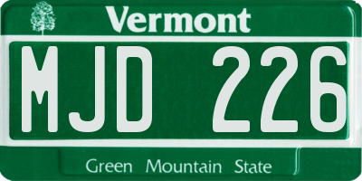 VT license plate MJD226