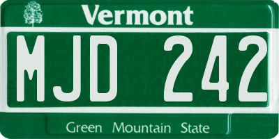 VT license plate MJD242