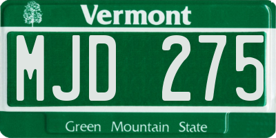 VT license plate MJD275