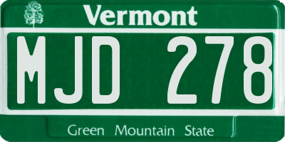 VT license plate MJD278