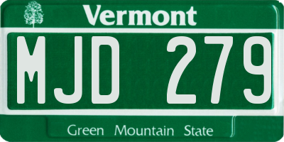 VT license plate MJD279