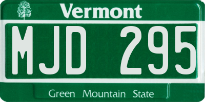 VT license plate MJD295