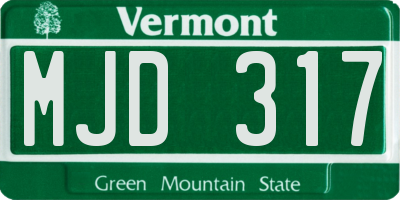 VT license plate MJD317