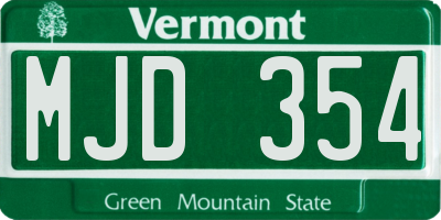 VT license plate MJD354