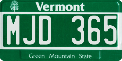 VT license plate MJD365