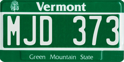 VT license plate MJD373