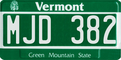 VT license plate MJD382