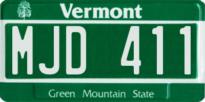 VT license plate MJD411