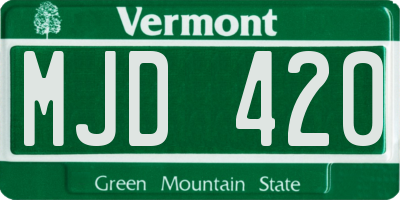 VT license plate MJD420