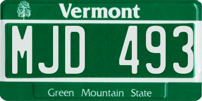 VT license plate MJD493