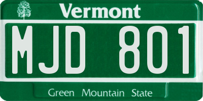 VT license plate MJD801