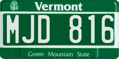 VT license plate MJD816