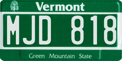 VT license plate MJD818