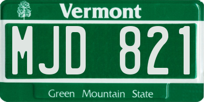 VT license plate MJD821