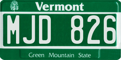 VT license plate MJD826