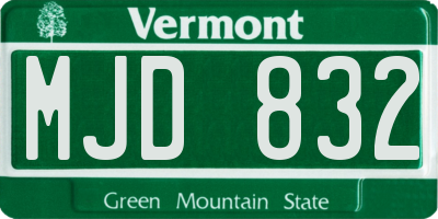 VT license plate MJD832
