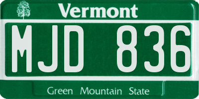 VT license plate MJD836