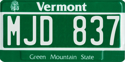 VT license plate MJD837