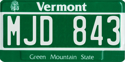 VT license plate MJD843