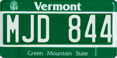 VT license plate MJD844