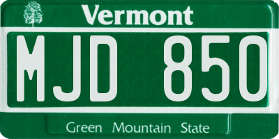 VT license plate MJD850