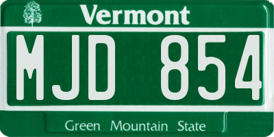 VT license plate MJD854