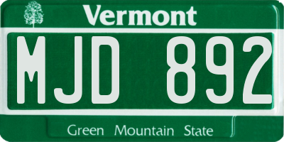 VT license plate MJD892