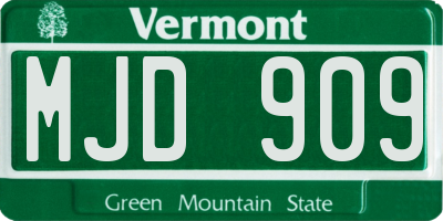 VT license plate MJD909