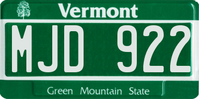 VT license plate MJD922