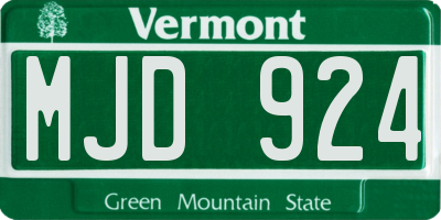 VT license plate MJD924
