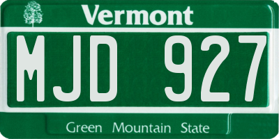 VT license plate MJD927