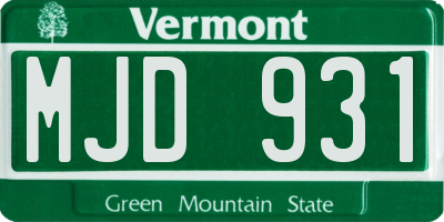 VT license plate MJD931