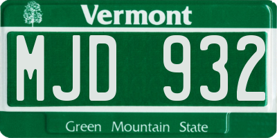 VT license plate MJD932