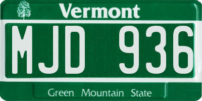 VT license plate MJD936