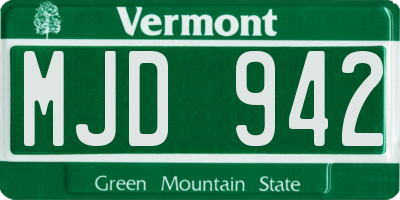 VT license plate MJD942